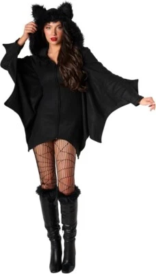 Women`s Halloween Animal Costume + Wings S - 3XL Ladies Scary Vampire Witch Coat - Image 1 of 4