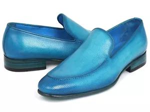 Mocasines de cuero perforado turquesa Paul Parkman (ID #874-TRQ) - Imagen 1 de 6