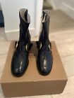 Zadig & Voltaire Ladies Designer Black Leather Gold Buckle Ankle Boot New Size 5