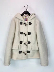 Boden White Sherpa Duffle Toggle Hooded Short Jacket Long Sleeve UK 12 - Picture 1 of 12