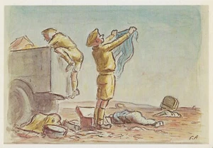 AK Edw Ardizzone "Auf dem Weg nach Fuka: Plünderung behinderter LKW" 1942 IPW MNT - Bild 1 von 1