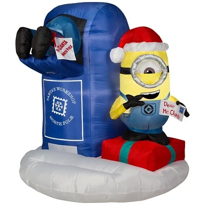 53" Airblown Minion Stuart Mailing Letters to Santa Inflatable Christmas Decor - Image 1 of 2