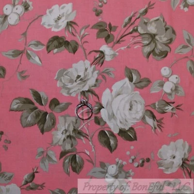 Edredón de algodón BonEful de tela FQ de colección rosa blanco gris rosa flor estampado victoriano L Foto 1 de 4