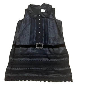 ANNA SUI Damen Schwarz Goth Kleid Spitze Satin Größe M - Bild 1 von 11
