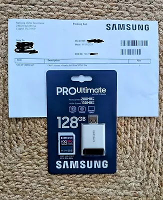 Tarjeta de memoria 128 GB Samsung PRO Ultimate UHS-I SDXC U3 V30 200 MB/s (MB-SY128S) USB Foto 1 de 2