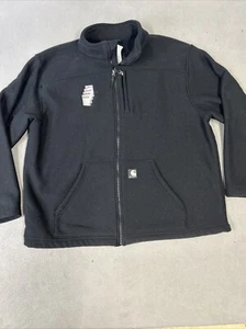 Carhartt Fleece Jacket Mens XL J173 Grid Fleece Black Full Zip RN 14806 Coat - Picture 1 of 20