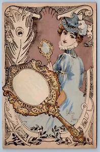 Cartolina Art Nouveau ARTISTA FRANCESE DIPINTA A MANO FIRMATA GASTON NOURY B7 - Foto 1 di 2