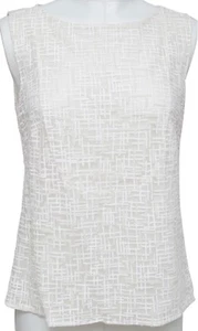CHANEL Blouse Top Shirt Ivory Sleeveless CC Faux Pearl Button Sz 40 2012 - Picture 1 of 9