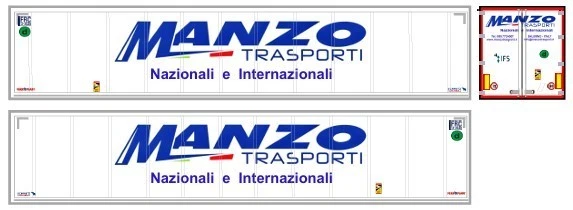 Grafica Manzo Trasporti adesiva trasparente per semirimorchi frigo Herpa 1/87. - Immagine 1 di 1