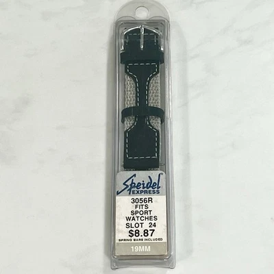 Vintage ¡NUEVO! Correa de reloj deportivo Speidel Express 19 mm lona cuero gris 3056R Foto 1 de 4