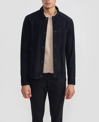 Mens Black Suede Leather Shirt Jacket Casual Custom Made Size S M L XL 2XL 3XL - Image 1 of 4