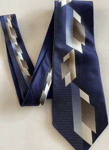 Seidenkrawatte, Herren, Monsieur, mittelblau, hellblau, grau, creme Muster - Bild 1 von 7