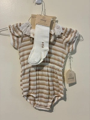 Nuevo con etiquetas Conjunto de Mameluco Tejido Marrón y Blanco Ajustado - 24M Foto 1 de 4