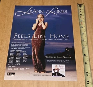 VTG LeAnn Rimes Feels Like Home COUNTRY 90's Promo Radio TRADE AD Poster 8.5x11 - Picture 1 of 1