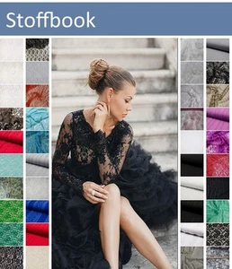 STOFFBOOK SPITZE BAUMWOLLE BEFLOCKT STRETCH STOFFE METERWARE ~69 DESIGNS #SG18 - Bild 1 von 141