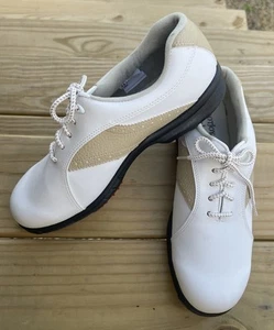 Zapatos de golf FootJoy GreenJoy FJ para mujer talla 9,5 M blancos/bronceados- 48392 Lite Spike en muy buena condición - Imagen 1 de 14