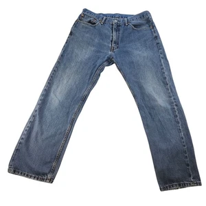 Jeans Levis 505 uomo 36x30 regular blu denim abrasione lavaggio medio - Foto 1 di 11