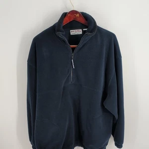 Boca Classics Quarter Zip Long Sleeve Fleece Pullover Sweater Navy Blue Size M - Picture 1 of 10