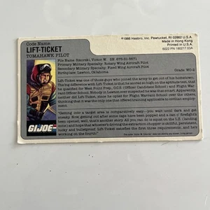 Hasbro G.I. Joe ARAH 1986 Original Lift-Ticket Vintage Uncut File Card - Bild 1 von 2