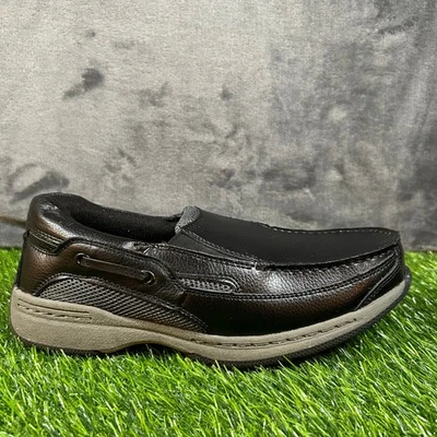 Dr. Scholl's Slip On Loafer Comfort Casual Boat Shoes Black Leather Mens 7.5 D - Image 1 of 4
