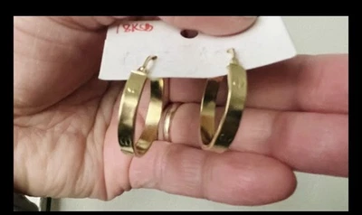 Саудовские золотые серьги 18 карат | 2,54 г | четверть размера | элегантные - Изображение 1 из 4