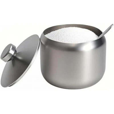 Cuenco de azúcar de 15 oz con tapa y cuchara, contenido de crema de azúcar de acero inoxidable Foto 1 de 4
