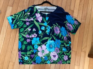 Neu mit Etikett Talbots Pullover blau geblümt Gr. 3X leichte Baumwolle - Bild 1 von 5