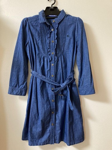 Camicia denim Burberry etichetta blu abito donna moda dal Giappone