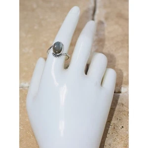 Rarities Sterling Silver Labradorite & Moonstone Halo Ring Size 9 NWT - Picture 1 of 10