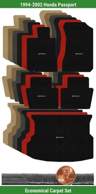Juego de alfombrillas Velourtex personalizadas para Honda Passport '94-02 con logotipo (5 piezas) #RNJ Foto 1 de 4
