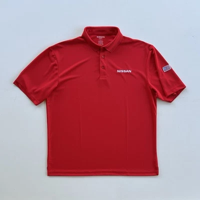 Camisa polo roja Nissan para hombre talla grande camisa de ventas de empleados bandera bordada Foto 1 de 4