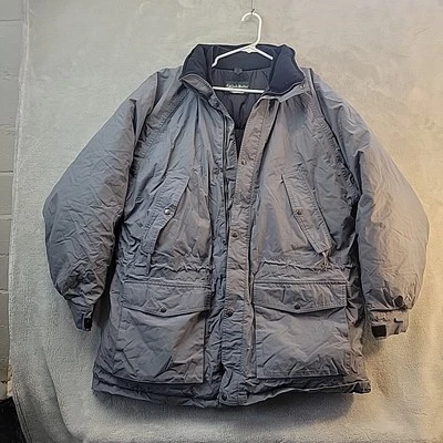 Куртка пуховая мужская Gander Mountain Goose Down XL серая на молнии без дефекта капюшона как есть - Изображение 1 из 4