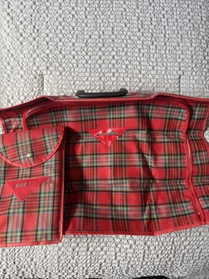 Vintage Plaid Folding Suitcase Luggage Bag - Image 1 of 4