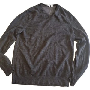 Suéter de Lana Merino Extra Fino Calvin Klein Para Hombre Mediano Gris Oscuro Cuello en V Pullover - Imagen 1 de 9