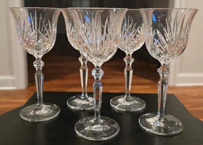 JUEGO DE 5 COPAS DE VINO BLANCO GORHAM CRISTAL PALO DE ROSA 7 PULGADAS - COMO NUEVO Foto 1 de 4