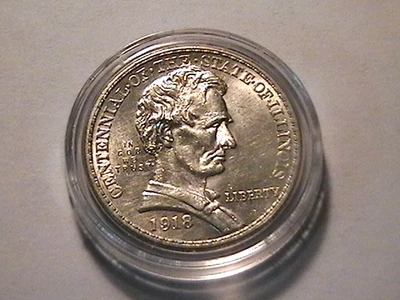 1918 Lincoln Illinois Commemorative Silver Half Dollar 50c ~USA Shipping $3.00 - Image 1 of 4