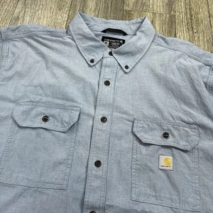 Carhartt Hemd Herren 3XLT Hellblau Button Down Kurzarm Loose Fit TW4369-M - Bild 1 von 7