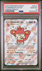 PSA 10 | Simisear Vstar | GG37/GG70 | Crown Zenith  | Pokémon TCG | 2023 - Picture 1 of 3