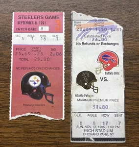 RARE 1991-95 Buffalo Bills NFL Ticket Stub Lot STEELERS FALCONS - Picture 1 of 2