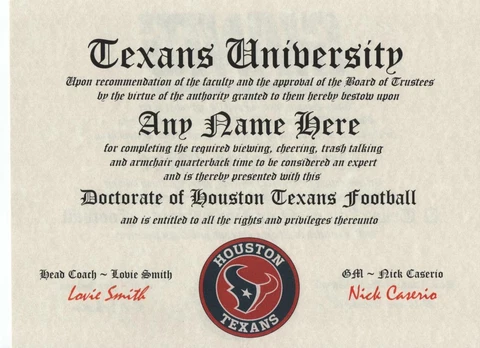 HOUSTON TEXANS NFL FAN ~CERTIFICATE  ~ NEW  FAN MAN CAVE 2022 BEDROOM Cover