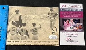 Danny Thompson giornale baseball autografato firmato a mano taglio JSA COA AA 82123 - Foto 1 di 4