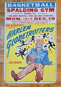 Vintage 1954 Harlem Globetrotters 28th Season Original Broadside Poster ~ 14x22