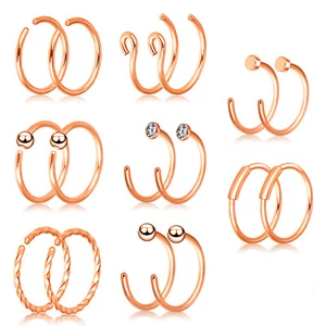 16-64Pcs Nose Hoop Studs Set Screw L Bone Stud CZ Opal Nose Rings Piercing 20G - Picture 1 of 15