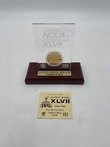 Super Bowl XLVII 24k Gold Flashed Game Coin 221/10000 Encapsulated w/Stand + COA