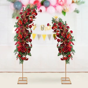 Set of 2 Gold Metal Wedding Arch Rack Flowers Frame Stand Party Backdrop Decor - Picture 1 of 19