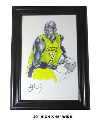 PINTURA! LAKERS #7 LAMAR ODOM con AUTÓGRAFO Y RECUERDOS FIRMADOS POR ARTISTAS BALONCESTO Foto 1 de 4