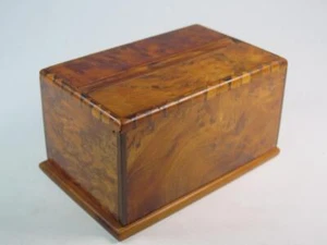 ANTIQUE TOBACCIANA Burr Walnut Cigarette Box/ Dispenser Intricate Marquetry Edge - Picture 1 of 4