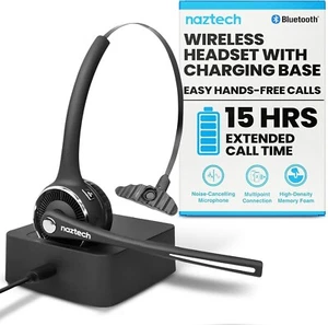 Naztech N980 Wireless Headset w/ Charging Base - Noise Cancelling Microphone NEW - Photo 1 sur 8