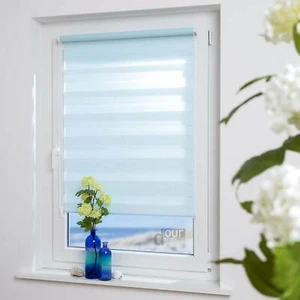 ourdeco Doppelrollo DuoRollo Mini Klemmfix Rollo Montage ohne Bohren pastellblau - Bild 1 von 6