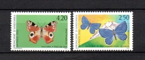 Andorra (Francia) 1993 Set Sellos Mariposa/Mariposa (Michel 453/54) Bonito MNH - Imagen 1 de 1